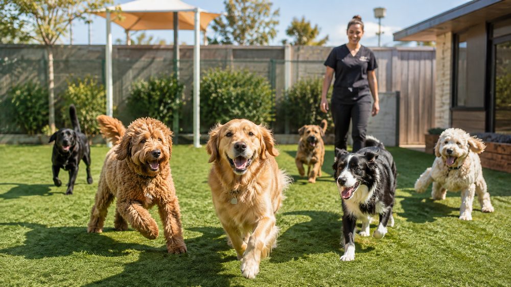 Dogs playing in daycare