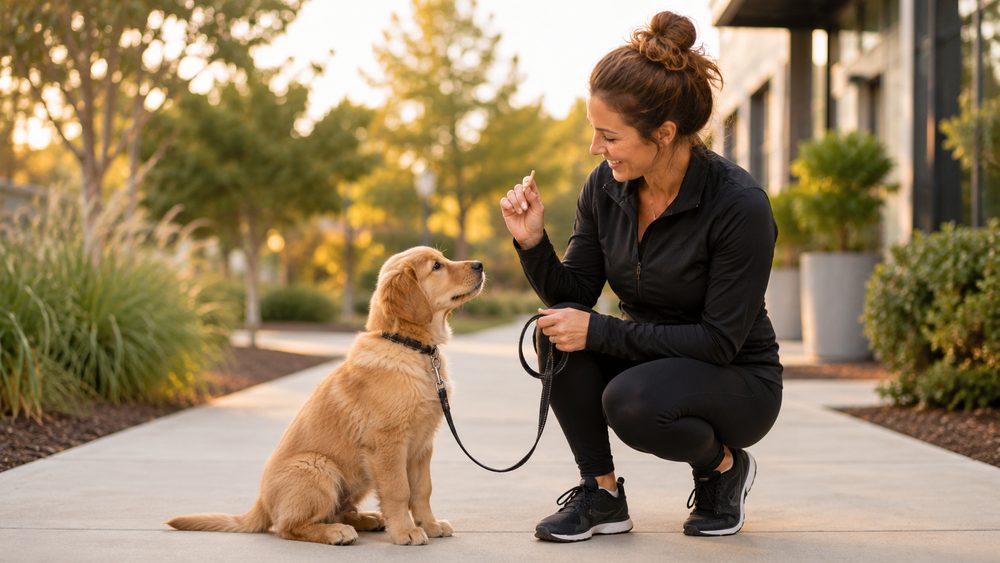 Puppy training session
